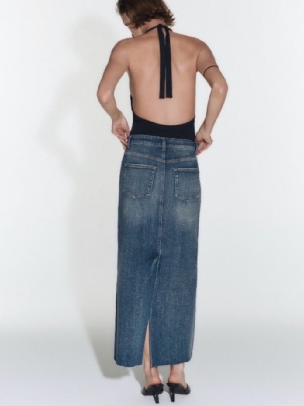 Zara Straight Maxi Denim Skirt